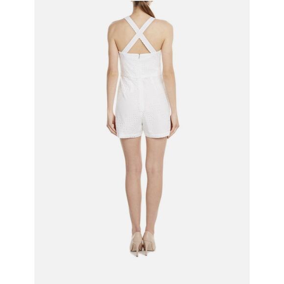 Trina Turk Thalia White Eyelet Romper Women’s Size 4 Resort Vacation Cocktail - Picture 2 of 8